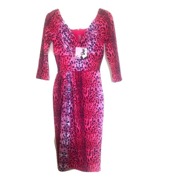 NWT NEW Vixen Micheline Pitt Pink Leopard Dress belt Scarf size small - Picture 6 of 8
